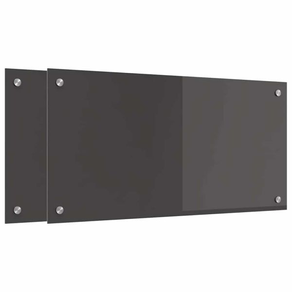 Кухненски гръб 2 pcs Тъмен сив 80 x 40 cm закалено стъкло