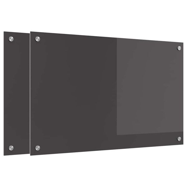 Кухненски гръб 2 pcs Тъмен сив 80 x 50 cm закалено стъкло