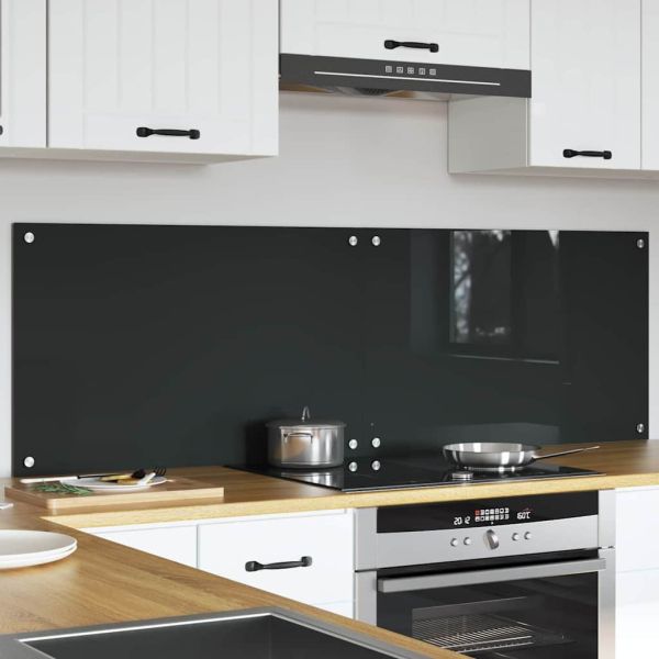 Кухненски гръб 2 pcs Тъмен сив 80 x 50 cm закалено стъкло