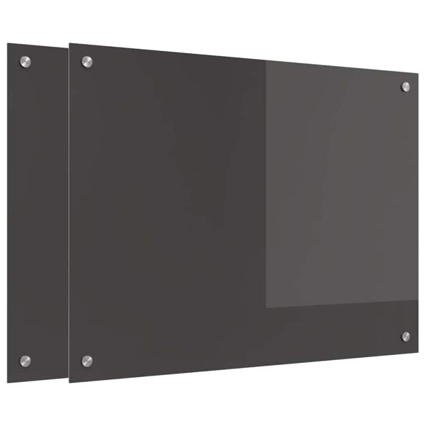 Кухненски гръб 2 pcs Тъмен сив 80 x 60 cm закалено стъкло