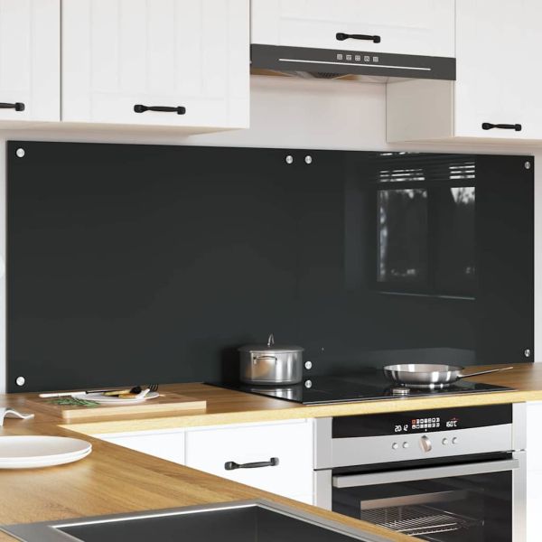 Кухненски гръб 2 pcs Тъмен сив 80 x 60 cm закалено стъкло