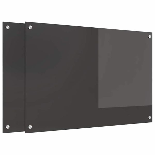 Кухненски гръб 2 pcs Тъмен сив 90 x 60 cm закалено стъкло