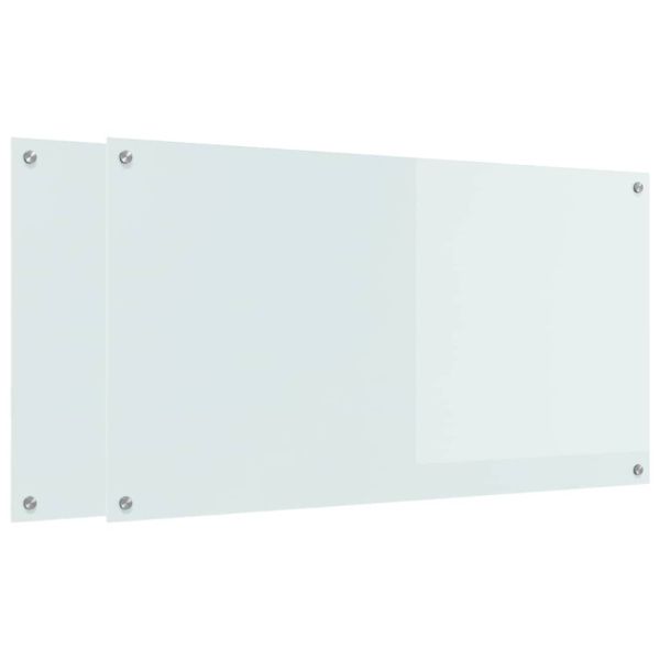 Кухненски гръб 2 pcs Бяло 110 x 60 cm закалено стъкло