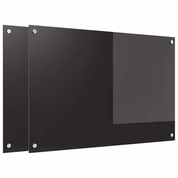 Кухненски гръб 2 pcs Черно 90 x 60 cm закалено стъкло