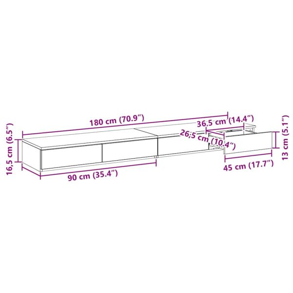 Чекмеджета за легло Дъб 180 x 36,5 x 16,5 см Инженерно дърво