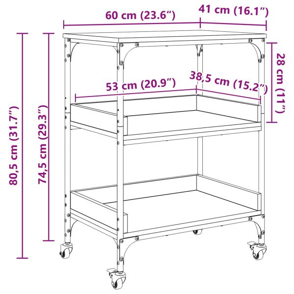 Кухненска количка Дъб 60 x 41 x 80.5 см Инженерно дърво