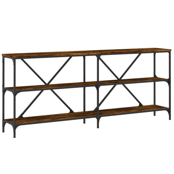 Конзолна маса опушен дъб 180x30x75 см инженерно дърво и желязо