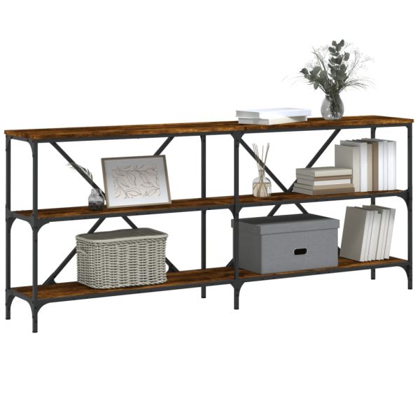 Конзолна маса опушен дъб 180x30x75 см инженерно дърво и желязо