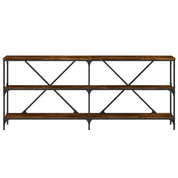 Конзолна маса опушен дъб 180x30x75 см инженерно дърво и желязо
