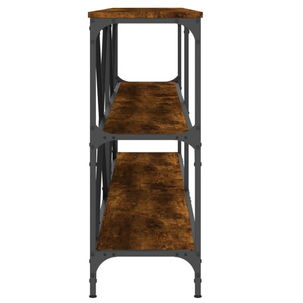 Конзолна маса опушен дъб 180x30x75 см инженерно дърво и желязо