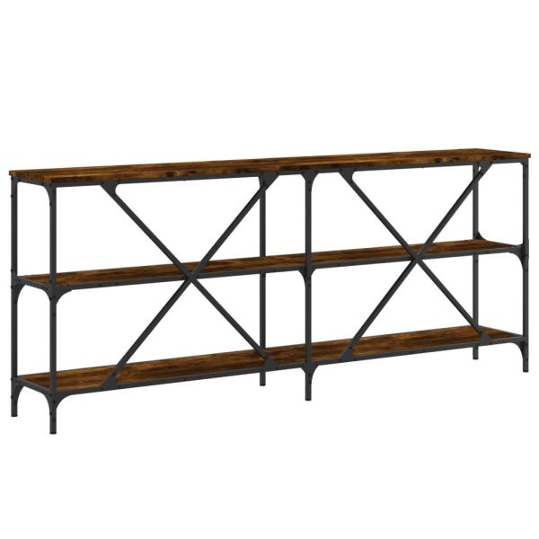 Конзолна маса опушен дъб 180x30x75 см инженерно дърво и желязо