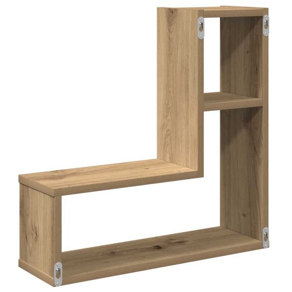 Стенни кубични рафтове, 2 бр, дъб артизан, 50x15x50 см