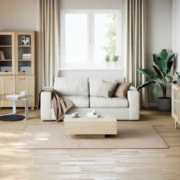 Миещ се килим мек къс косъм 160x230 см противоплъзгащ бежов