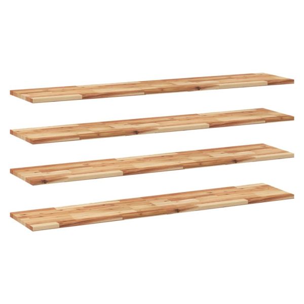Плаващи рафтове, 4 бр., 120x30x2 см, маслено обработени, масивна дървесина, акация