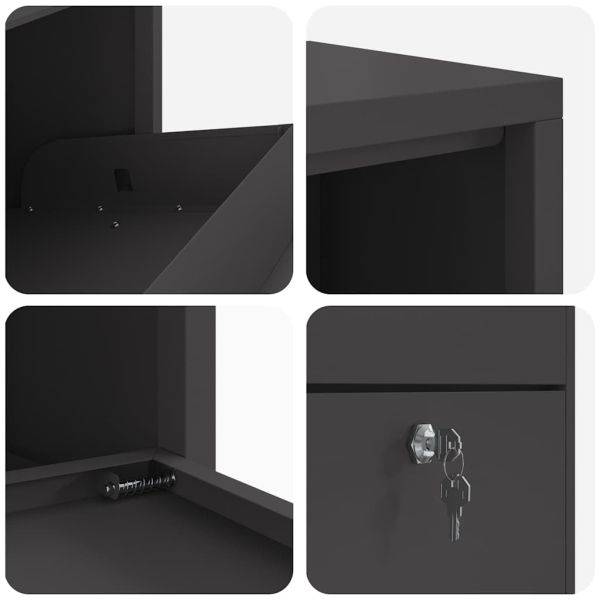 Пощенска кутия за пратки с врата Черно 44 x 22 x 82 см Стомана