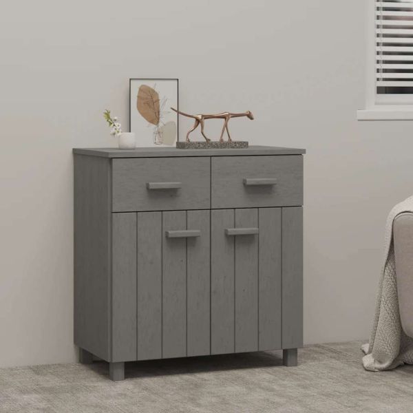Сайдборд HAMAR светлосив 79x40x80 см борово дърво масив