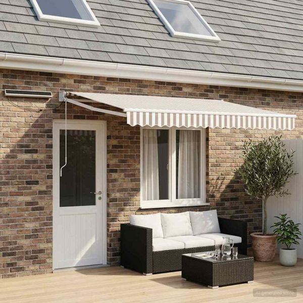 Електрически разтегателен навес Светлосив и бял