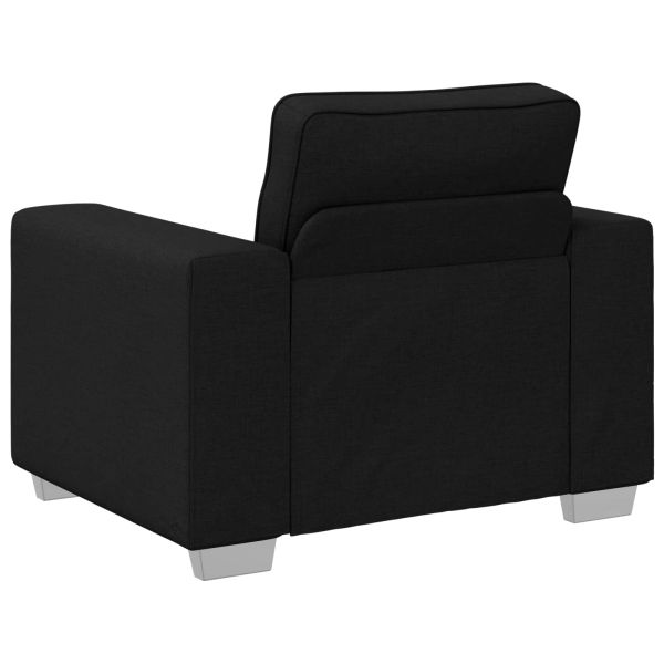 Диван 3 pcs Черно 219 x 80 x 82 см Ленена смесена тъкан