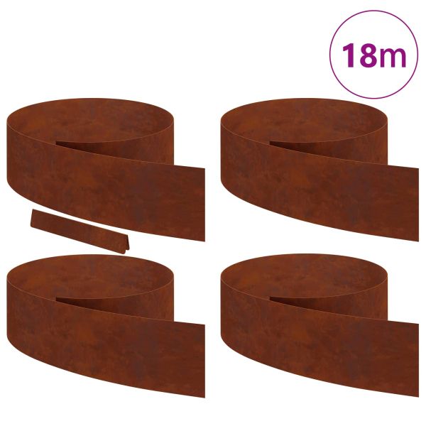Ограда за трева 4 pcs Ръждясало 450 x 0,05 x 20 см