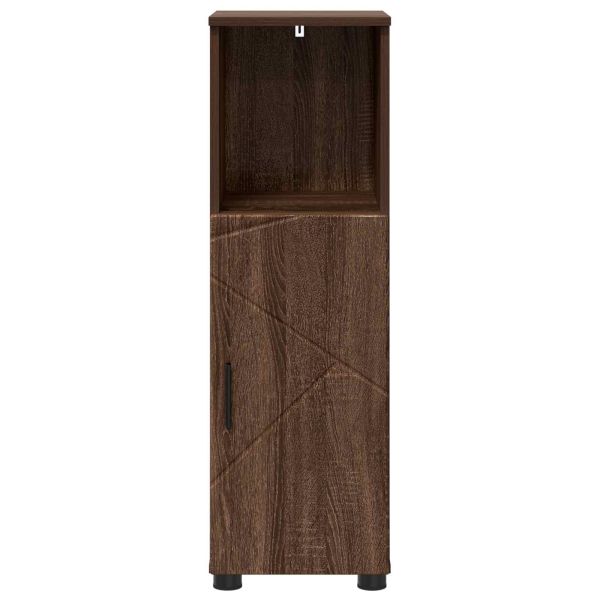 Шкаф за баня Кафяв дъб 30 x 35 x 95 см Инженерно дърво & Метал