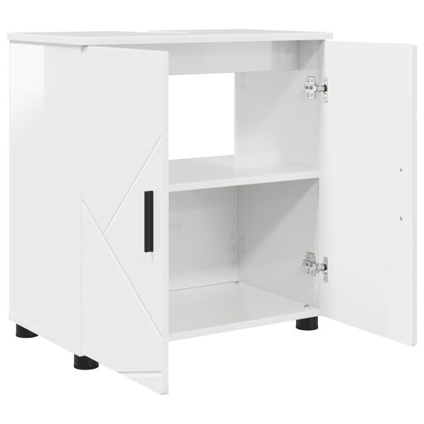 Шкаф за баня със съхранение Лъскаво бяло 61 x 35 x 64 см