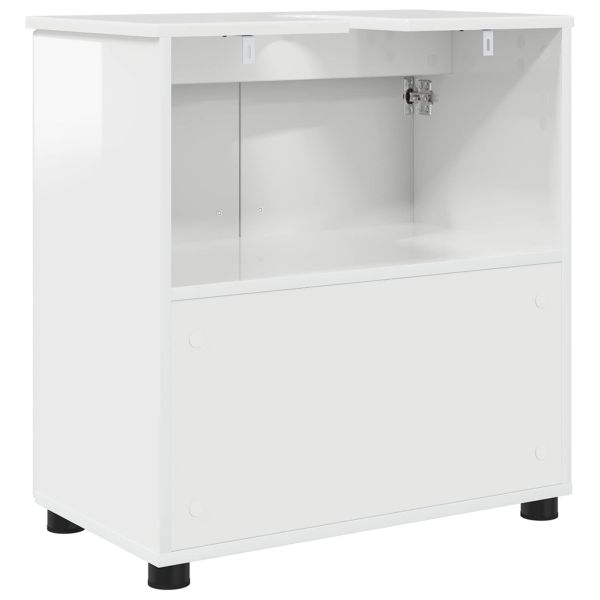 Шкаф за баня със съхранение Лъскаво бяло 61 x 35 x 64 см