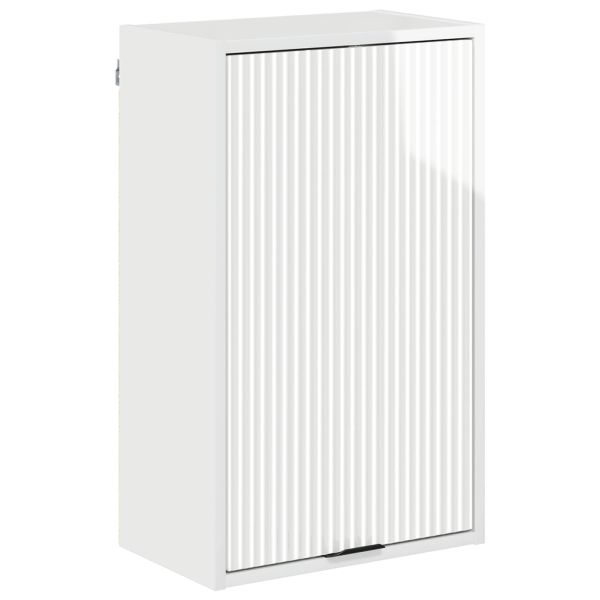 Шкаф за баня Монтиране на стена Лъскаво бяло 39 x 23,5 x 65 см