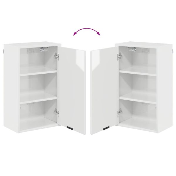 Шкаф за баня Монтиране на стена Лъскаво бяло 39 x 23,5 x 65 см