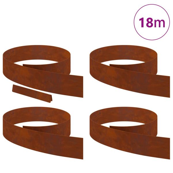 Ограда за трева 4 pcs Ръждясало 450 x 0.05 x 15 см