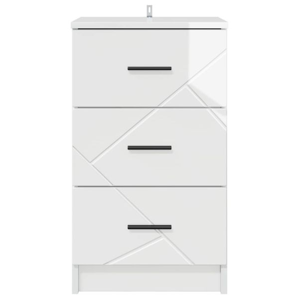 Нощен шкаф Бяло Със Силен Гланц 38 x 38 x 66 см Инженерно дърво