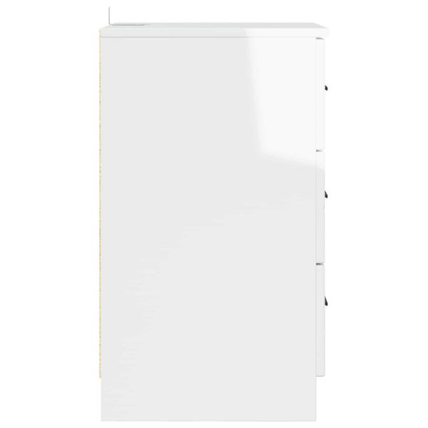 Нощен шкаф Бяло Със Силен Гланц 38 x 38 x 66 см Инженерно дърво