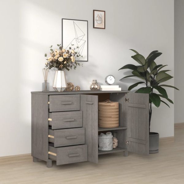 Сайдборд HAMAR, светлосив, 113x40x80 см, борово дърво масив