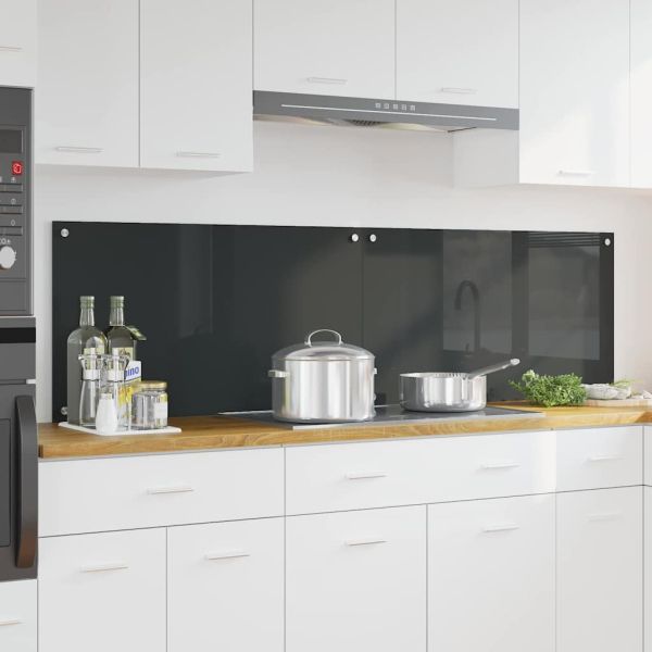 Кухненски гръб 2 pcs Тъмен сив 90 x 50 cm закалено стъкло