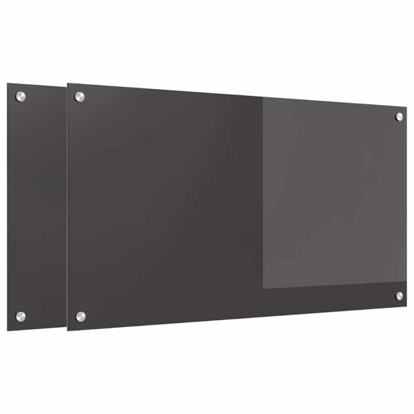Кухненски гръб 2 pcs Тъмен сив 90 x 50 cm закалено стъкло