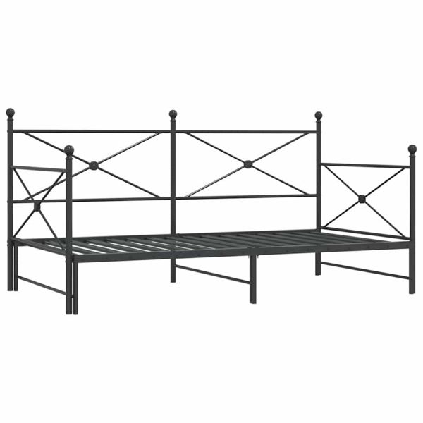 Дневна спалня с багажник без матрак Черно 107x203 cm Стомана