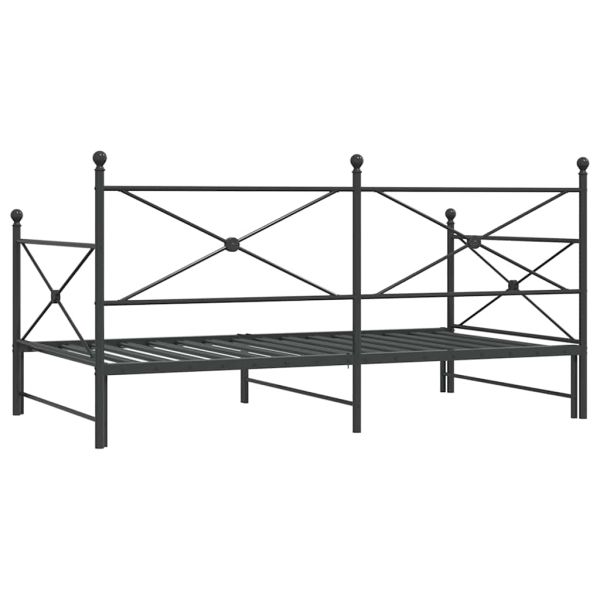 Дневна спалня с багажник без матрак Черно 107x203 cm Стомана
