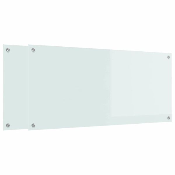 Кухненски гръб 2 pcs Бяло 110 x 50 cm закалено стъкло