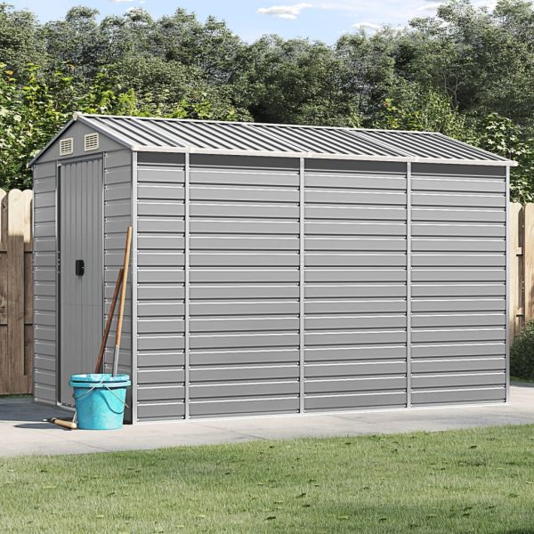 Градинска барака, светлосива, 191x300x198 см, поцинкована стомана