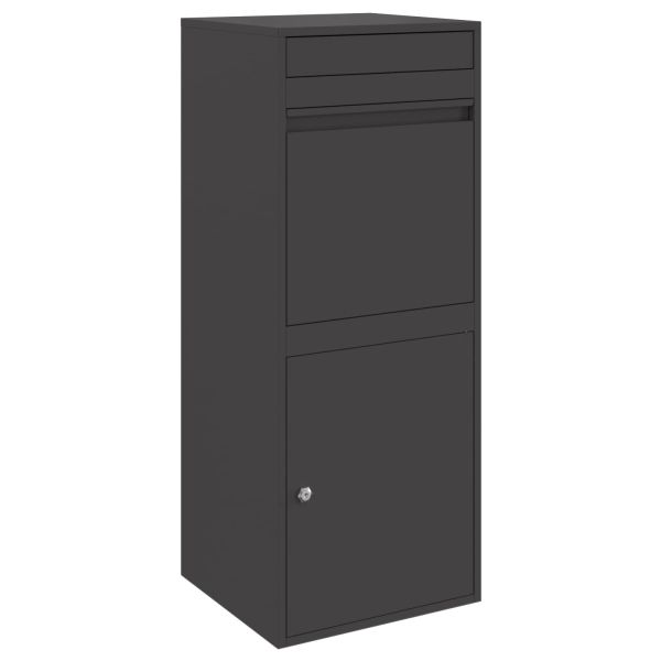 Пощенска кутия за пратки с врата Черно 41 x 38 x 103 см Стомана