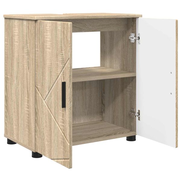 Шкаф за баня Сонома дъб 61 x 35 x 64 см Инженерно дърво & Метал