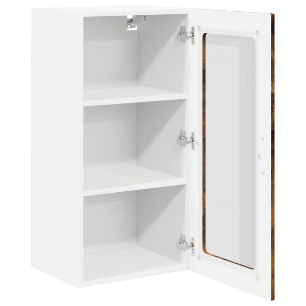 Стенен стъклен шкаф LUCCA 2 pcs Опушен дъб 40 x 31 x 80 см