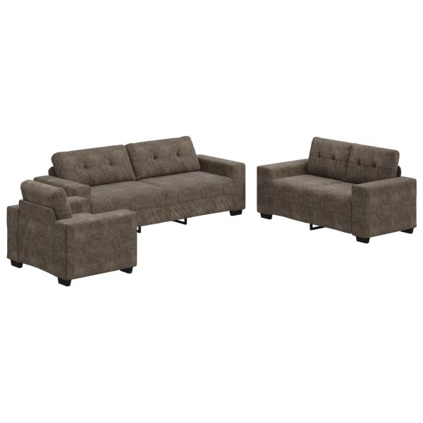 Диван 3 pcs Тъмен сив 221 x 80 x 80 см Ленена смесена тъкан