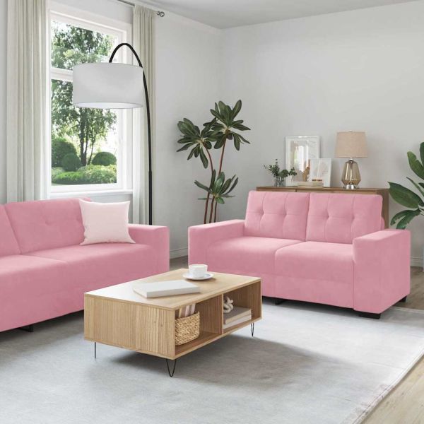 Комплект дивани 3 pcs Розово 221 x 80 x 80 см Кадифе