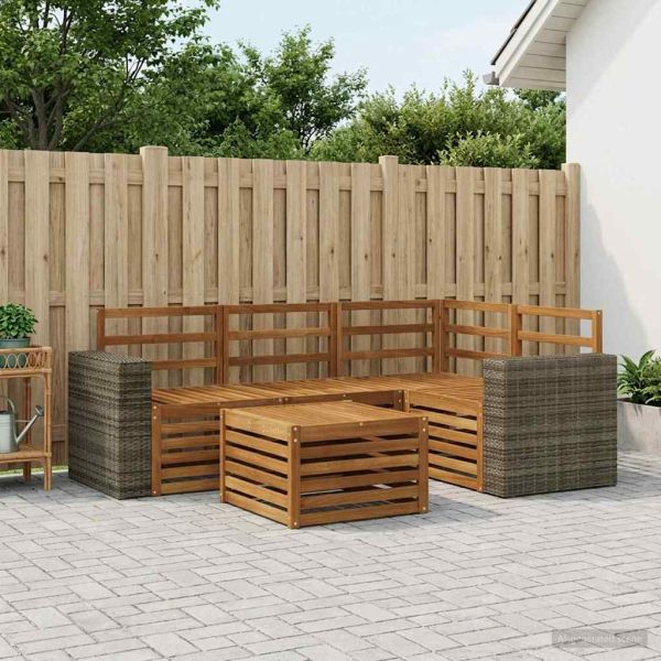Комплект дивани за открито 5 pcs Натурално 59 x 59 x 37 см