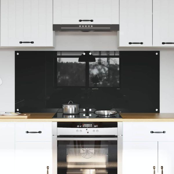 Кухненски гръб 2 pcs Черно 70 x 60 cm закалено стъкло