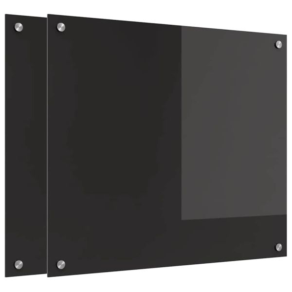 Кухненски гръб 2 pcs Черно 70 x 60 cm закалено стъкло