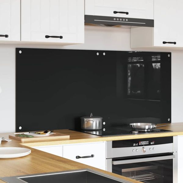 Кухненски гръб 2 pcs Черно 70 x 60 cm закалено стъкло