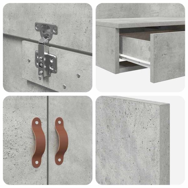 Легло с място за съхранение с чекмедже Циментено сиво 90 cm