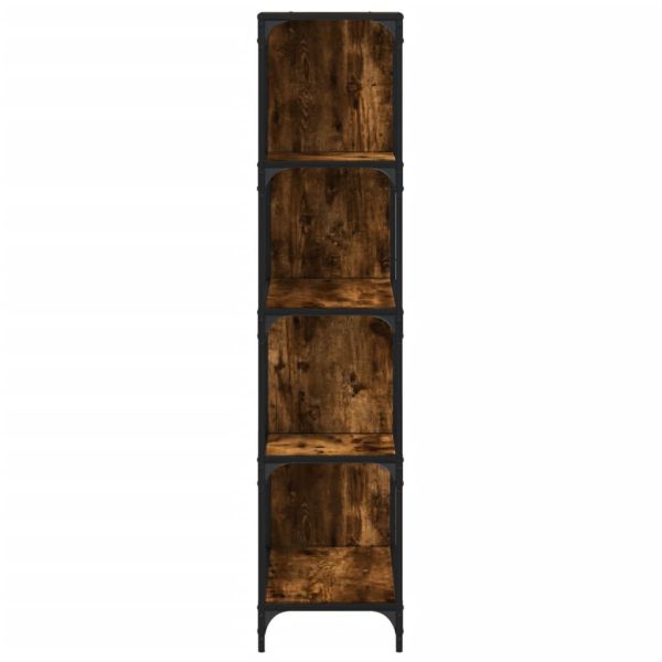 Библиотека 4 стъпала опушен дъб 139x33,5x149 см инженерно дърво