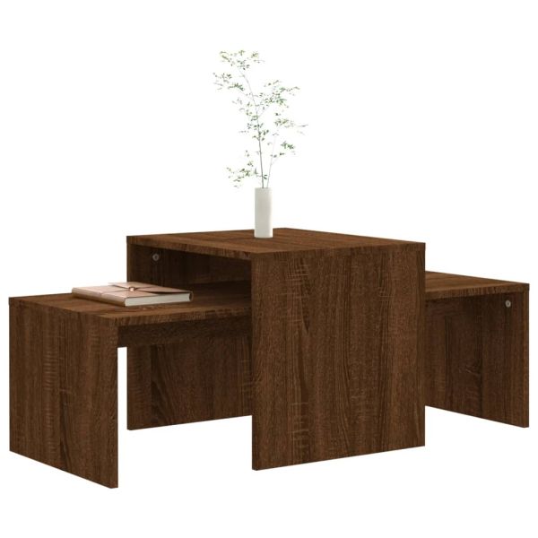 Комплект маси за кафе кафяв дъб 100x48x40 см инженерно дърво